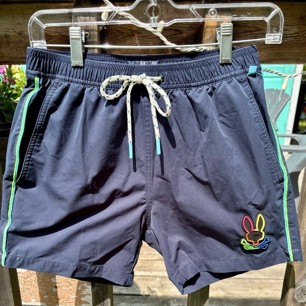 Psycho Bunny Leo Packable Slim Fit Swim
Trunks Men's Size XS in Navy
